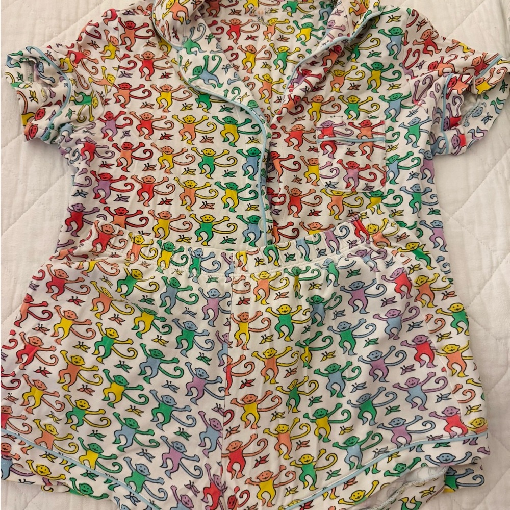Roller Rabbit Multicolor Monkey Print Pajama Set - image 1